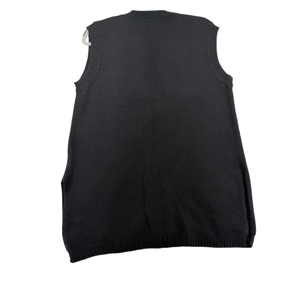 S.A. Designs Floral Embroidered Knit Vest Women Medium Black Cottage Grandma Y2K